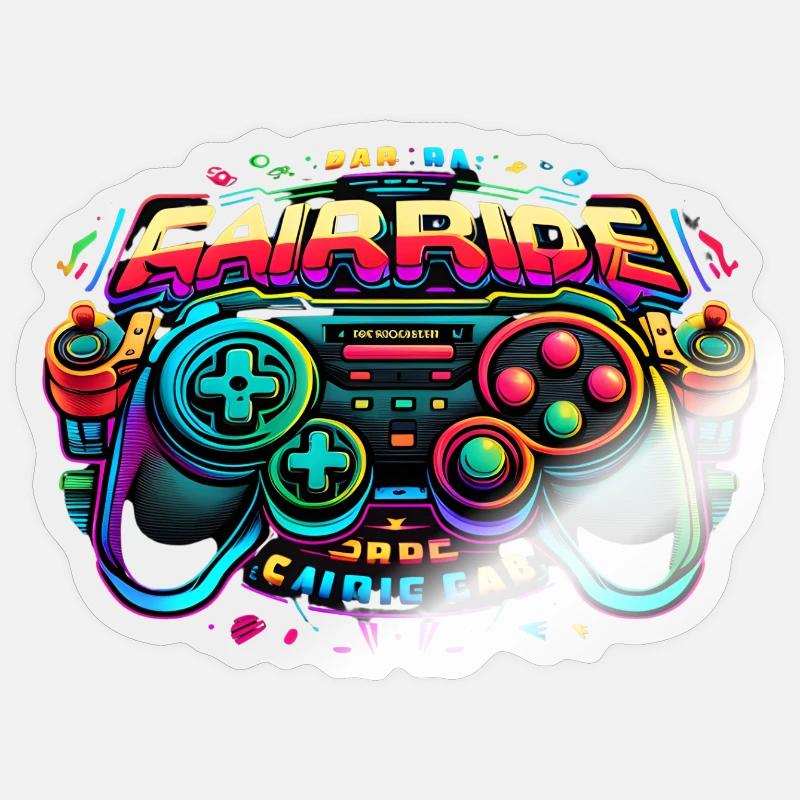 Arcade gaming Controller neon - Sticker Größe S (10 x 10 cm) - Transparent glänzend