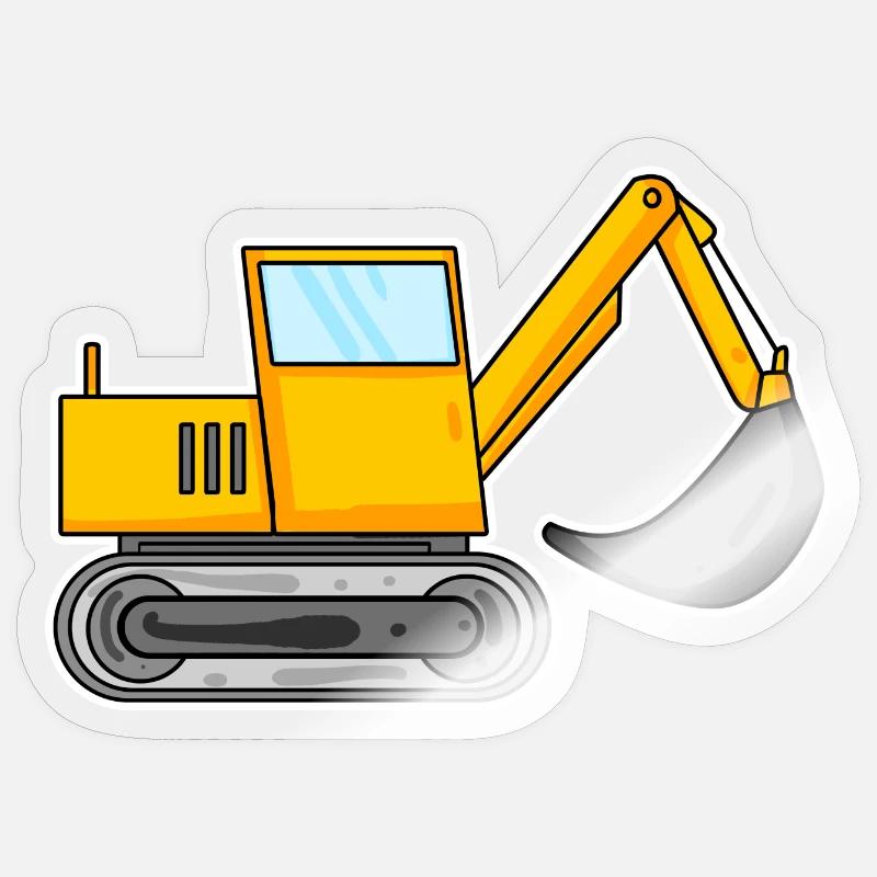 Bagger Baustelle Baggerfahrer - Sticker Größe S (10 x 10 cm) - Transparent glänzend