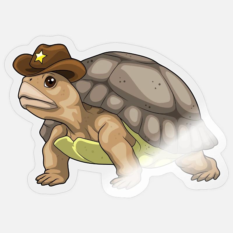 Turtle Sheriff Sheriff's Hat - Sticker size S (10 x 10 cm) - transparent glossy