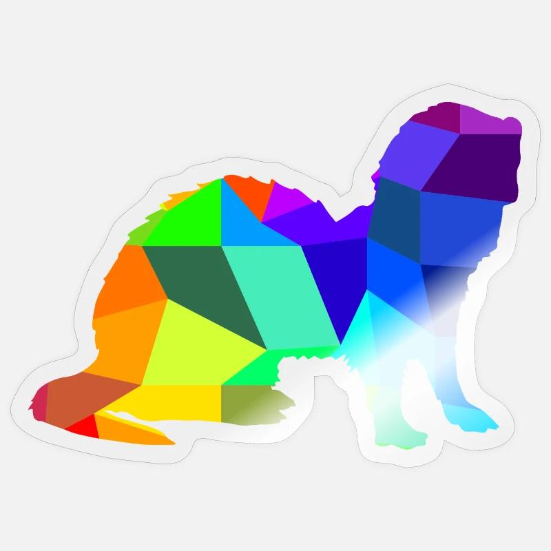 Furet arc-en-ciel animaux polygone - Sticker taille S (10 x 10 cm) - brillant transparent