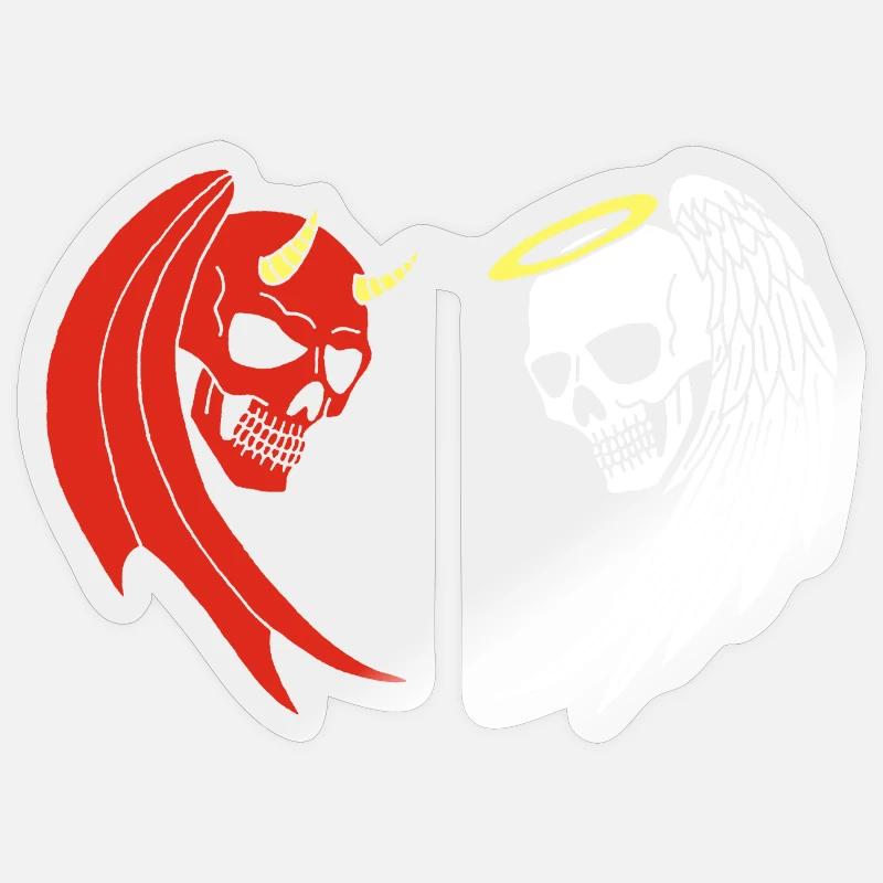 Engel und Dämon Skelett - Sticker Größe S (10 x 10 cm) - Transparent glänzend