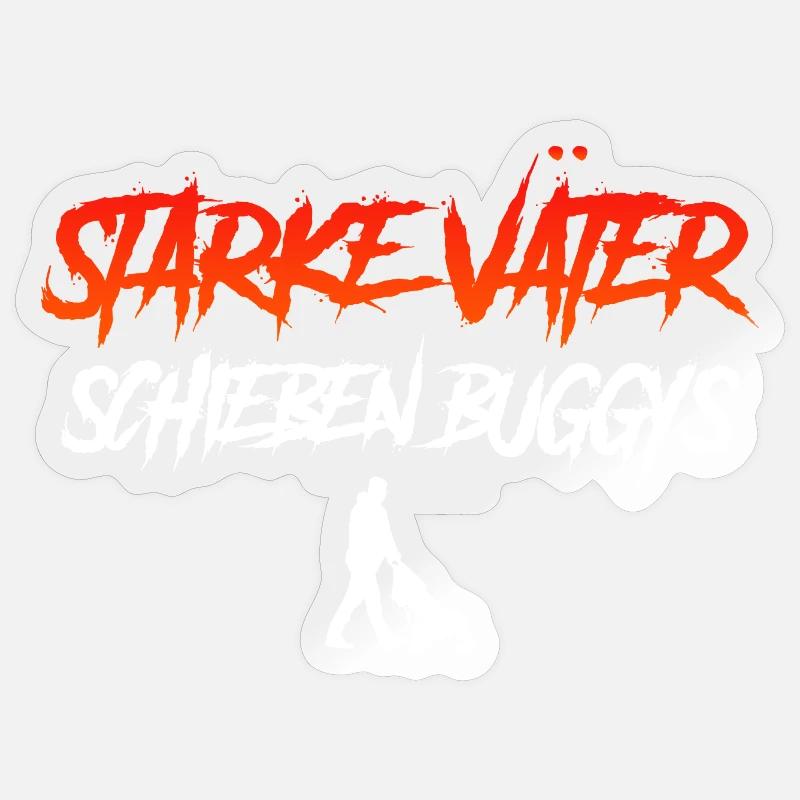 Vaterschaft STARKE MÄNNER SCHIEBEN BUGGYS - Sticker Größe S (10 x 10 cm) - Transparent glänzend