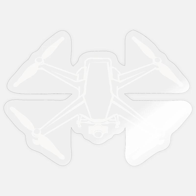 Icône simple de drone - Sticker taille S (10 x 10 cm) - brillant transparent