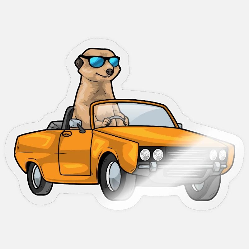 Erdmännchen Auto - Sticker Größe S (10 x 10 cm) - Transparent glänzend