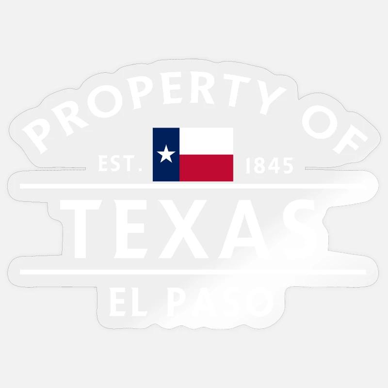 Propriété du Texas El Paso - Sticker taille S (10 x 10 cm) - brillant transparent