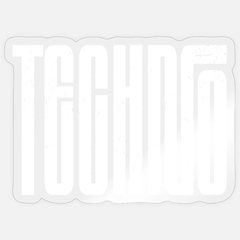 Techno Bold Retro Typography - Sticker size S (10 x 10 cm) - transparent glossy