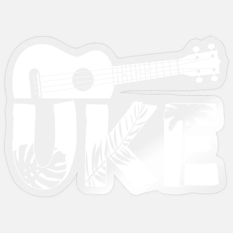 Ukulélé hawaïen uke uke - Sticker taille S (10 x 10 cm) - brillant transparent