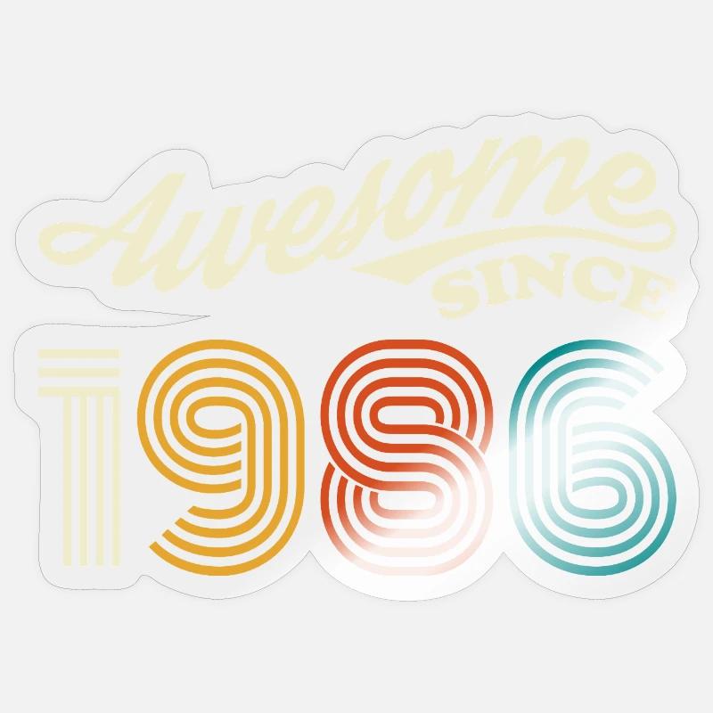 Awesome since 1986 retro logo - Sticker size S (10 x 10 cm) - transparent glossy