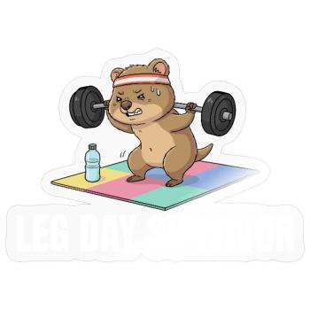 Leg Day Survivor Quokka Workout - Sticker Größe S (10 x 10 cm) - Transparent glänzend - Vorne