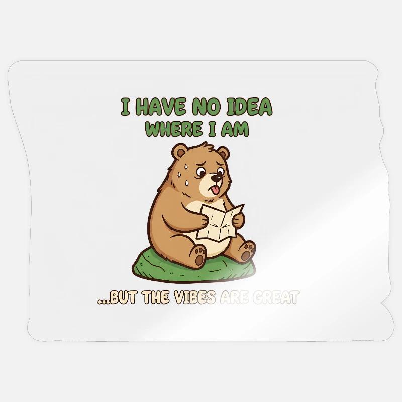 Lost Bear Vibes Reading Map - Sticker size S (10 x 10 cm) - transparent glossy