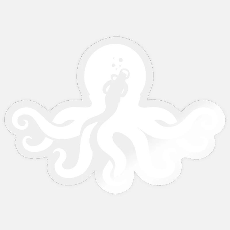 Squid Octopus Diving Trip - Sticker size S (10 x 10 cm) - transparent glossy