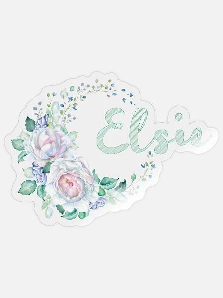 Elsie Aquarellblumen Kranz - Sticker Größe S (10 x 10 cm) - Transparent glänzend