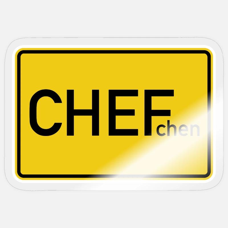 Bester Chef Ortsschild Chefchen - Sticker Größe S (10 x 10 cm) - Transparent glänzend