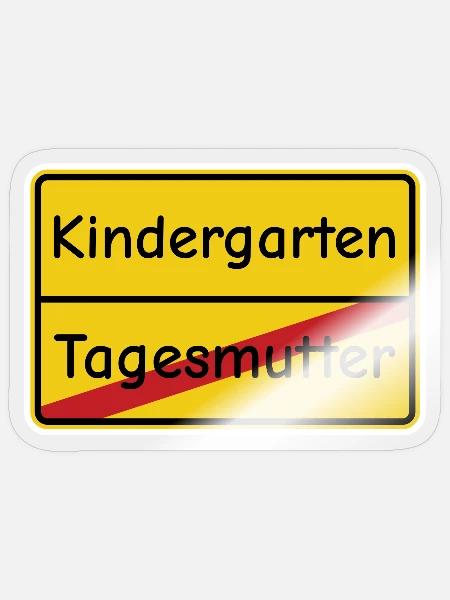 Tagesmutter Kindergarten Ortsschild comic neu - Sticker Größe S (10 x 10 cm) - Transparent glänzend