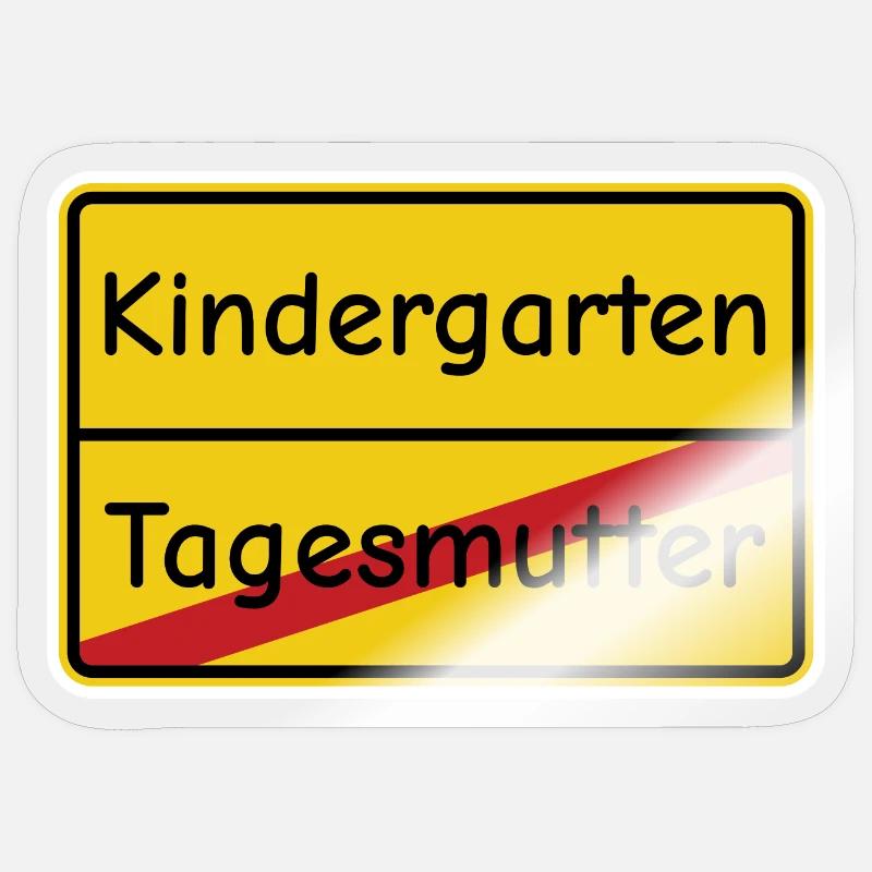 Tagesmutter Kindergarten Ortsschild comic neu Sticker Größe S (10 x 10 cm)