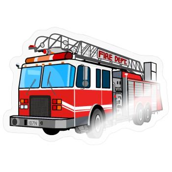 Pompiers, pompiers, pompiers, extincteurs - Sticker taille S (10 x 10 cm) - brillant transparent - Devant