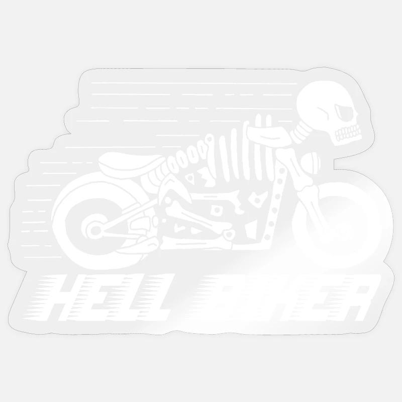 Motorcycle skeleton white - Sticker size S (10 x 10 cm) - transparent glossy