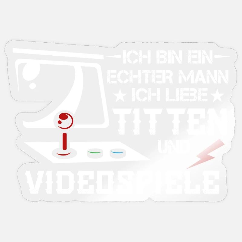 Ich bin ein echter Mann. Ich liebe ... und Vide... Sticker Größe S (10 x 10 cm)