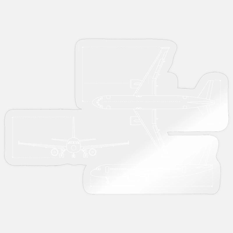 Dessin technique du plan d’avion - Sticker taille S (10 x 10 cm) - brillant transparent