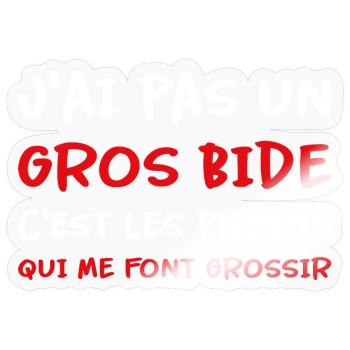J’ai pas un gros bide les photos qui font grossir - Sticker taille S (10 x 10 cm) - brillant transparent - Devant