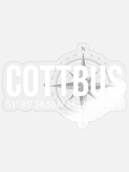 Koordinaten Cottbus - Sticker Größe S (10 x 10 cm) - Transparent glänzend