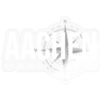 Koordinaten Aachen - Sticker Größe S (10 x 10 cm) - Transparent glänzend - Vorne