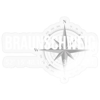 Koordinaten Braunschweig - Sticker Größe S (10 x 10 cm) - Transparent glänzend - Vorne