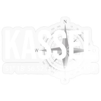 Koordinaten Kassel - Sticker Größe S (10 x 10 cm) - Transparent glänzend - Vorne