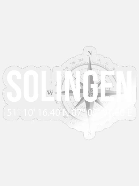 Koordinaten Solingen - Sticker Größe S (10 x 10 cm) - Transparent glänzend