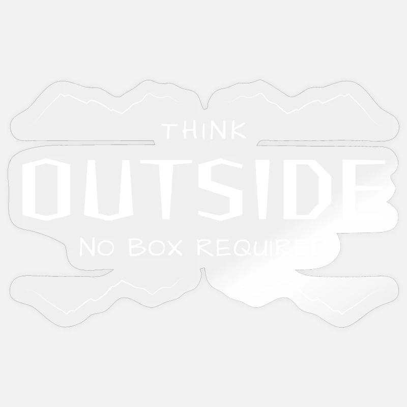 Think Outside - Quer denken ohne Box. Sticker Größe S (10 x 10 cm)