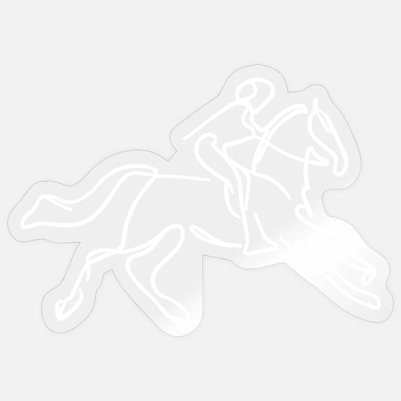 Horseback Riding Drawing - Sticker size S (10 x 10 cm) - transparent glossy