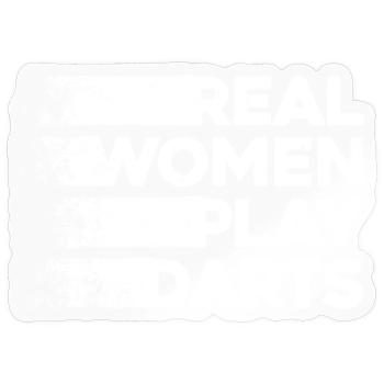 Real Women Play Darts - Lustiges Dartspielerinnen - Sticker Größe S (10 x 10 cm) - Transparent glänzend - Vorne