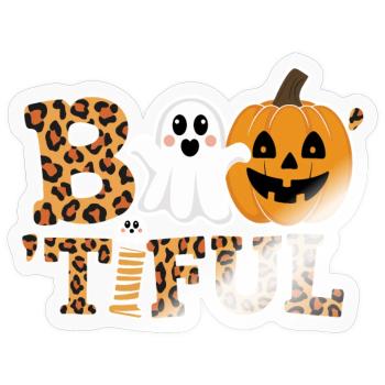 Leopard Halloween Boo Kollektion - Sticker Größe S (10 x 10 cm) - Transparent glänzend - Vorne