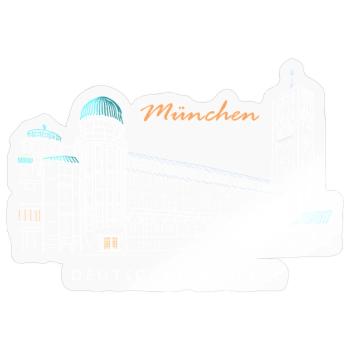 München Deutsches Museum Handzeichnung - Sticker Größe S (10 x 10 cm) - Transparent glänzend - Vorne