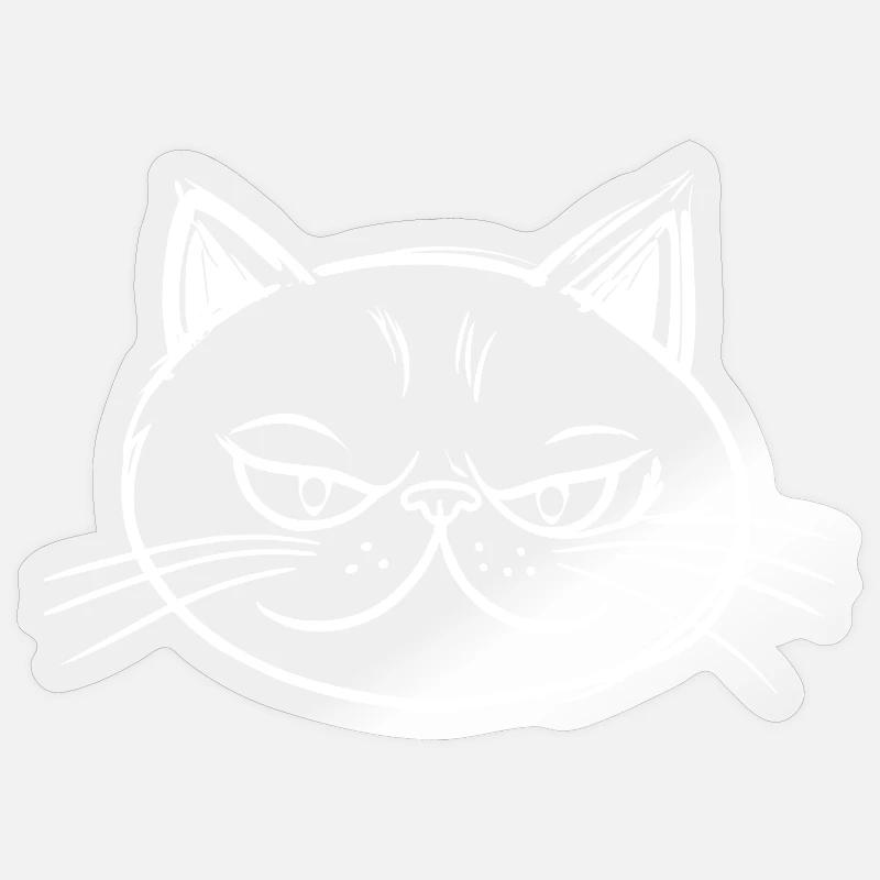 Chat à l’expression espiègle Dessin Sticker taille S (10 x 10 cm)