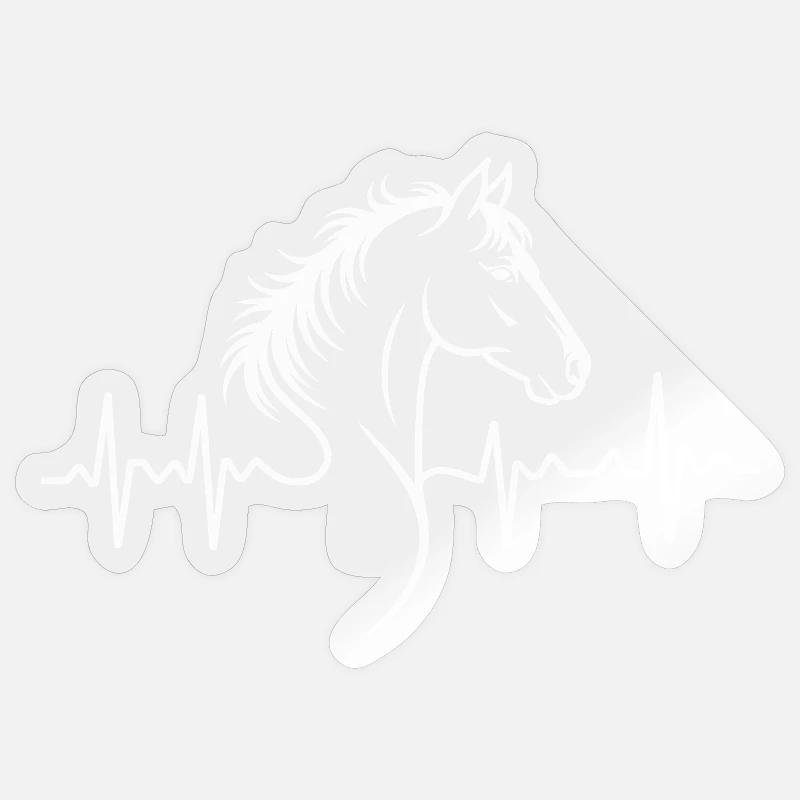 Pferd Herzschlag Design - Sticker Größe S (10 x 10 cm) - Transparent glänzend