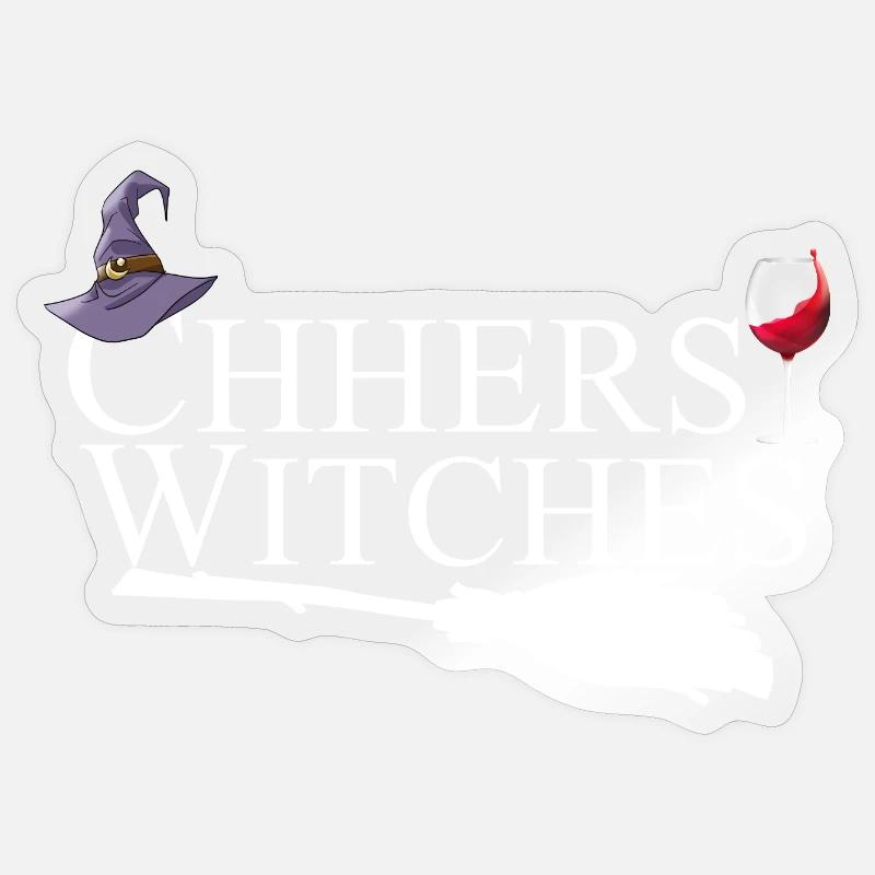 Prost Hexen Wein Halloween - Sticker Größe S (10 x 10 cm) - Transparent glänzend