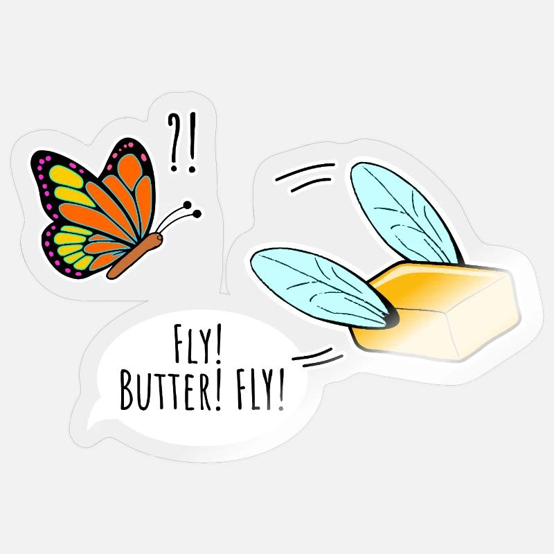 Montres papillon Flying Butter, Papillon - Sticker taille S (10 x 10 cm) - brillant transparent