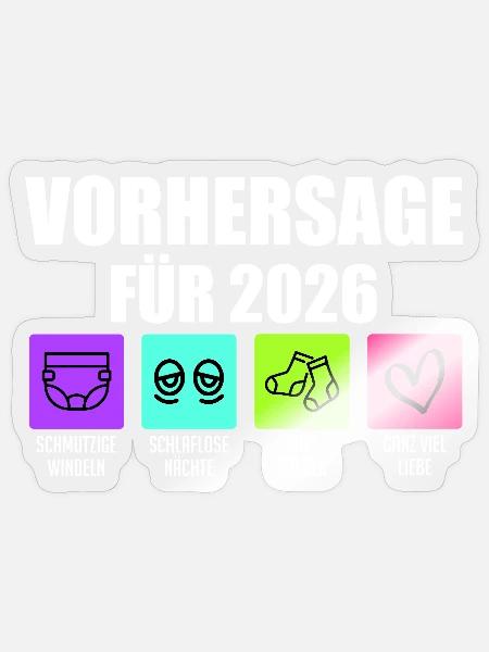 Bald Mama VORHERSAGE 2026 Lustiges - Sticker Größe S (10 x 10 cm) - Transparent glänzend