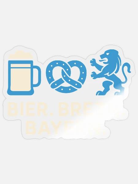 Bier Brezn Bayern Löwe Design - Sticker Größe S (10 x 10 cm) - Transparent glänzend