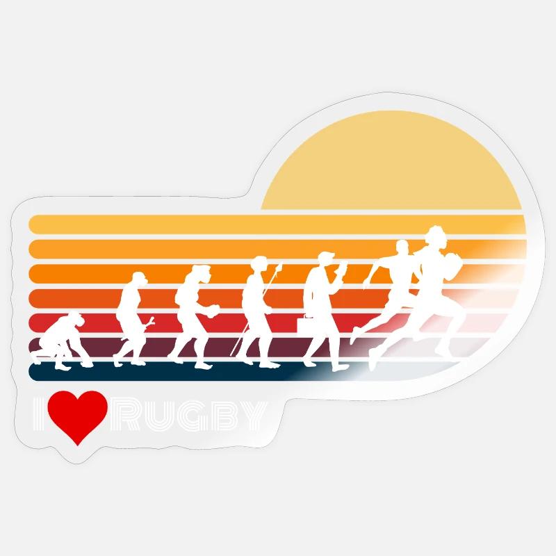 Rugby Rétro Evolution Coucher de soleil Sticker taille S (10 x 10 cm)