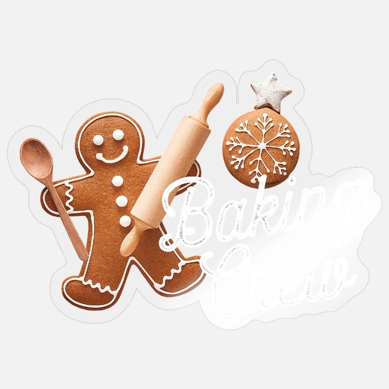 Baking Crew Lebkuchenmann Weihnachten backen - Sticker Größe S (10 x 10 cm) - Transparent glänzend