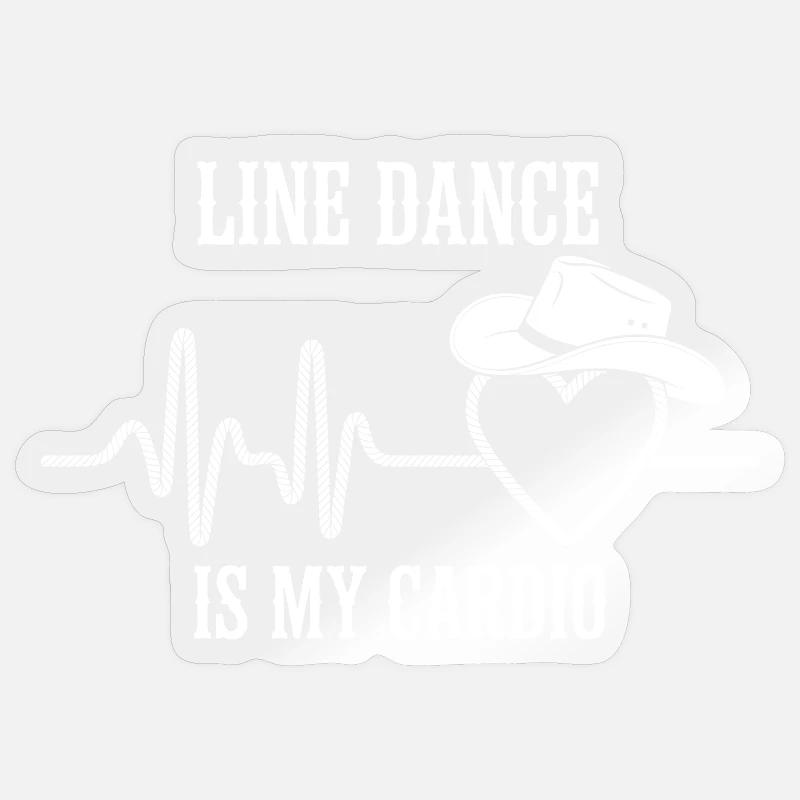 Line Dance Cardio Herz Logo - Sticker Größe S (10 x 10 cm) - Transparent glänzend