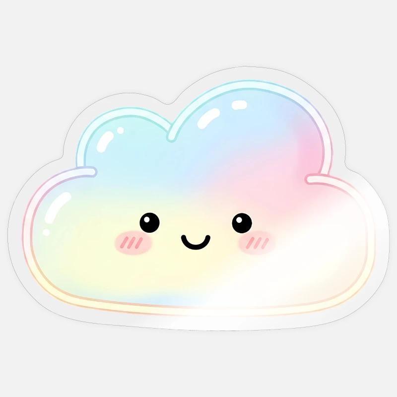 Pastel Cloud with Cute Face Sleep Cloud Sticker size S (10 x 10 cm)