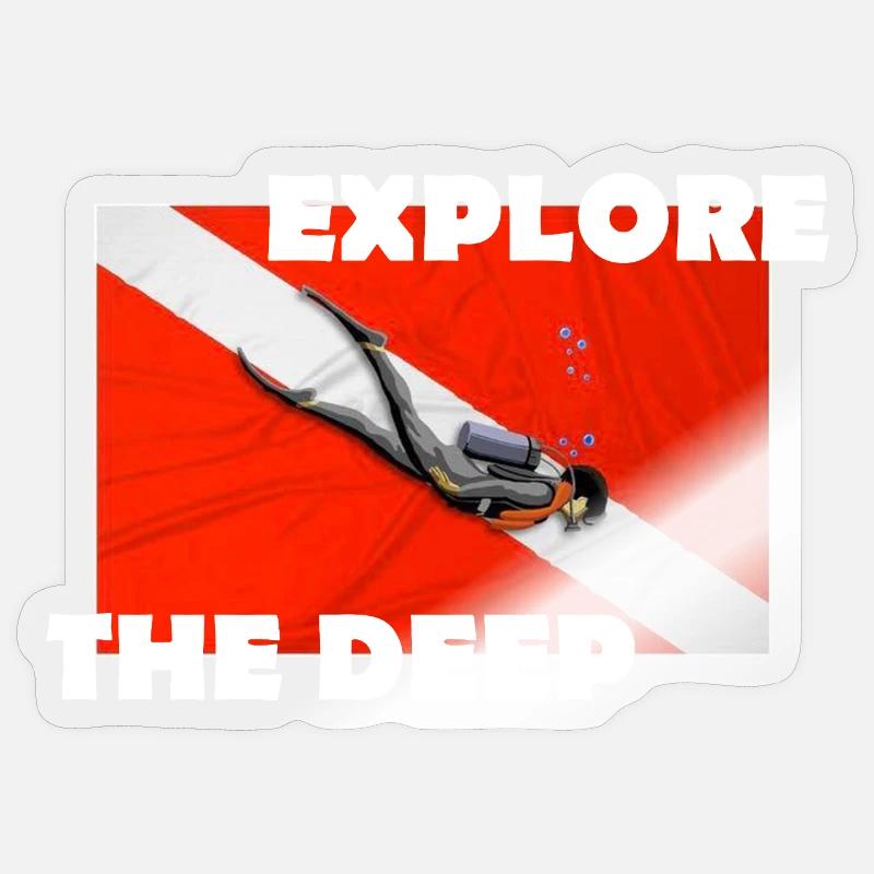 EXPLOREZ LES PROFONDEURS - Sticker taille S (10 x 10 cm) - brillant transparent