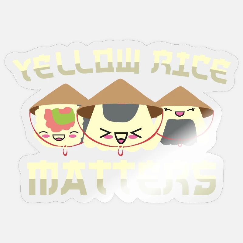 Lustiger Reis Spruch - Yellow Rice Matters Sticker Größe S (10 x 10 cm)
