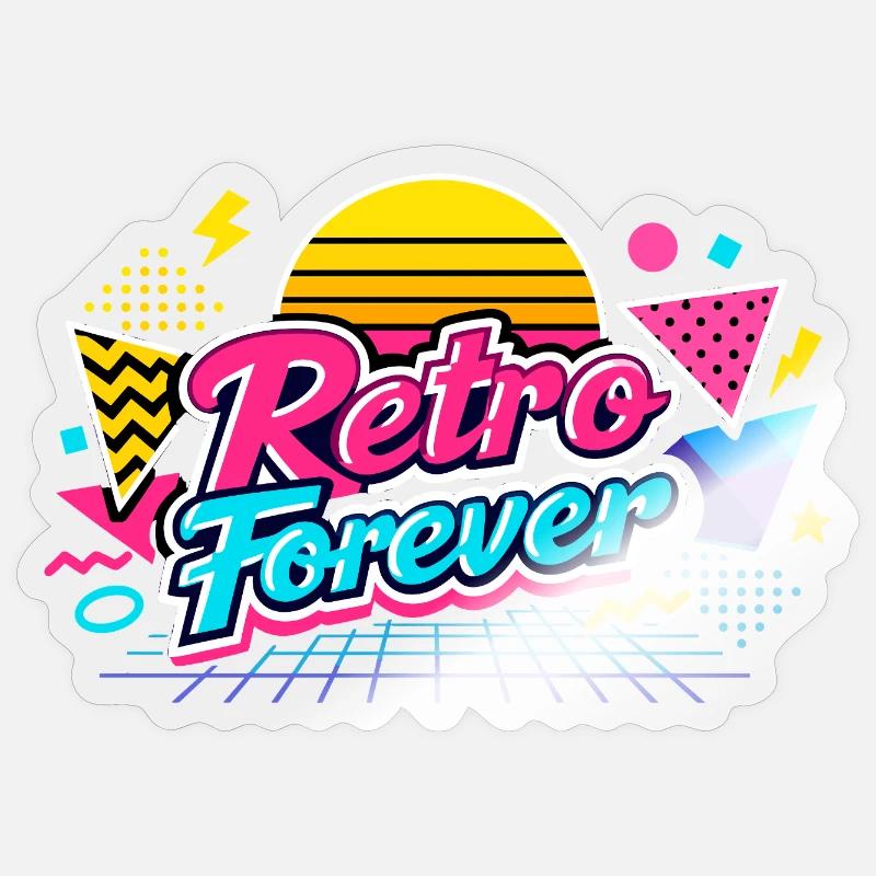 Retro Forever Neon 80er Vibe - Sticker Größe S (10 x 10 cm) - Transparent glänzend