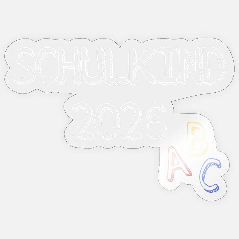 Schulkind 2026 Kreide-Design - Sticker Größe S (10 x 10 cm) - Transparent glänzend