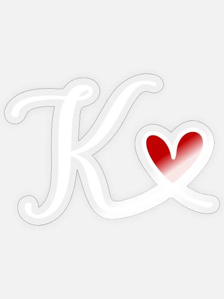 K Initiale mit Herz - Sticker Größe S (10 x 10 cm) - Transparent glänzend