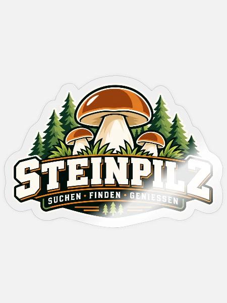 Steinpilz Waldpfad Design - Sticker Größe S (10 x 10 cm) - Transparent glänzend